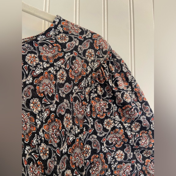 Boden Tie Front Midi Dress Short Sleeve Black Floral Paisley All Over Print 20R - Picture 6 of 14